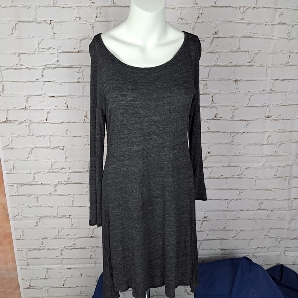 Eileen Fisher Gray Long Sleeve Side Slits Shift Dress‎ - Picture 2 of 12